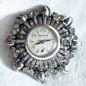 Vintage Watch Brooch Sterling Silver Pennino Pin